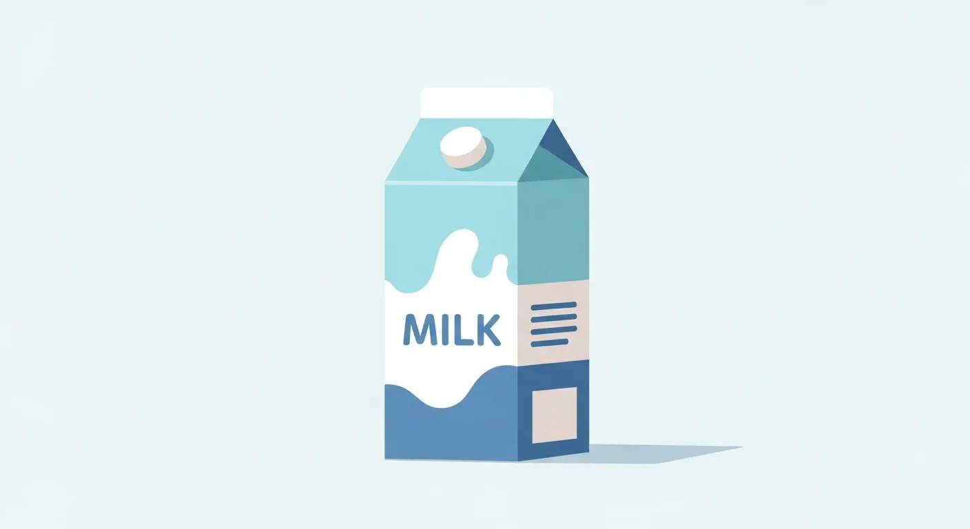 A flashcard-style illustration showing the Finnish word "Maito" (milk) with a picture of a carton of milk and the pronunciation written below.