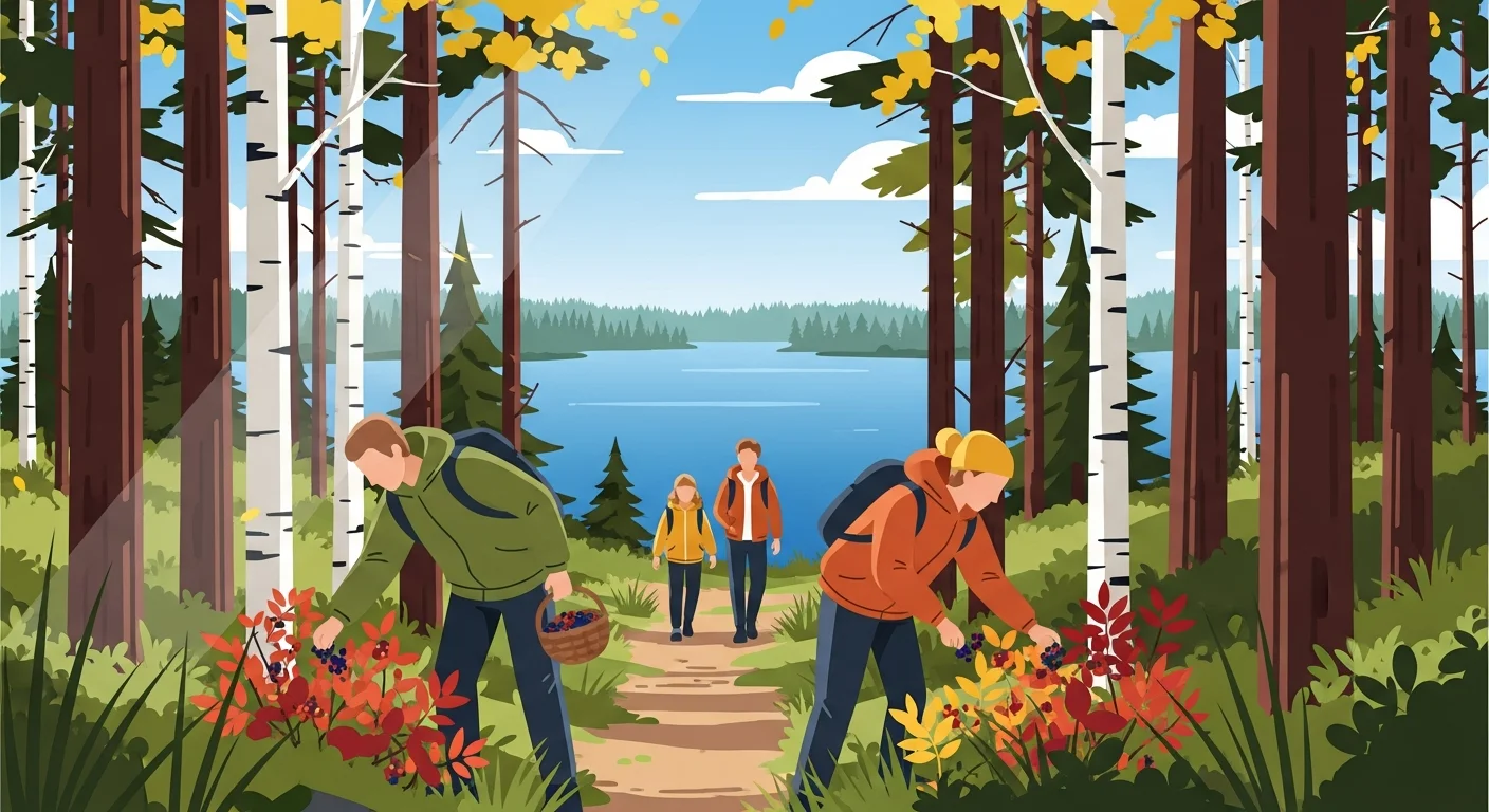 Family enjoying Everyman's Right in Finnish nature