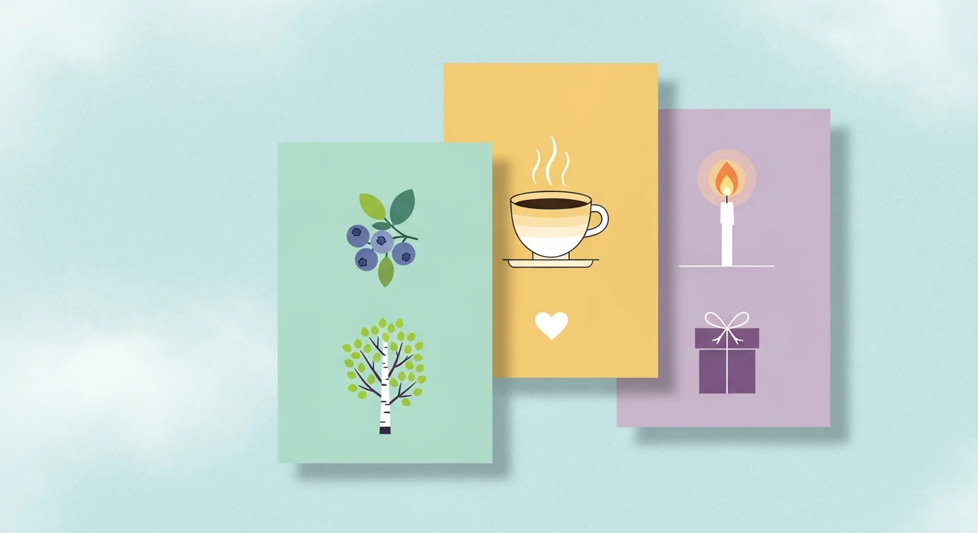 Illustration of flashcards displaying Finnish name day greetings and related vocabulary.