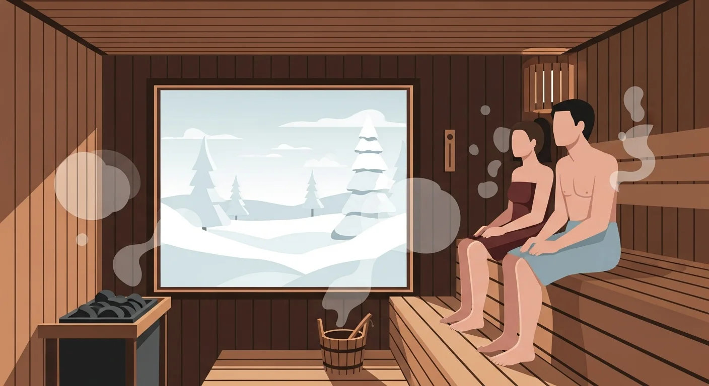 Finnish family enjoying the löyly in a traditional sauna