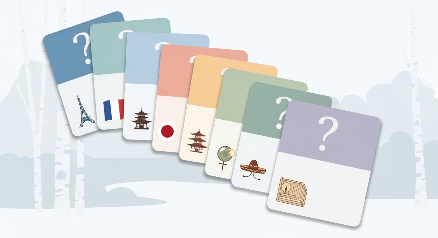 Colorful flashcards showing "Puhutko...?" questions with different languages and example responses.