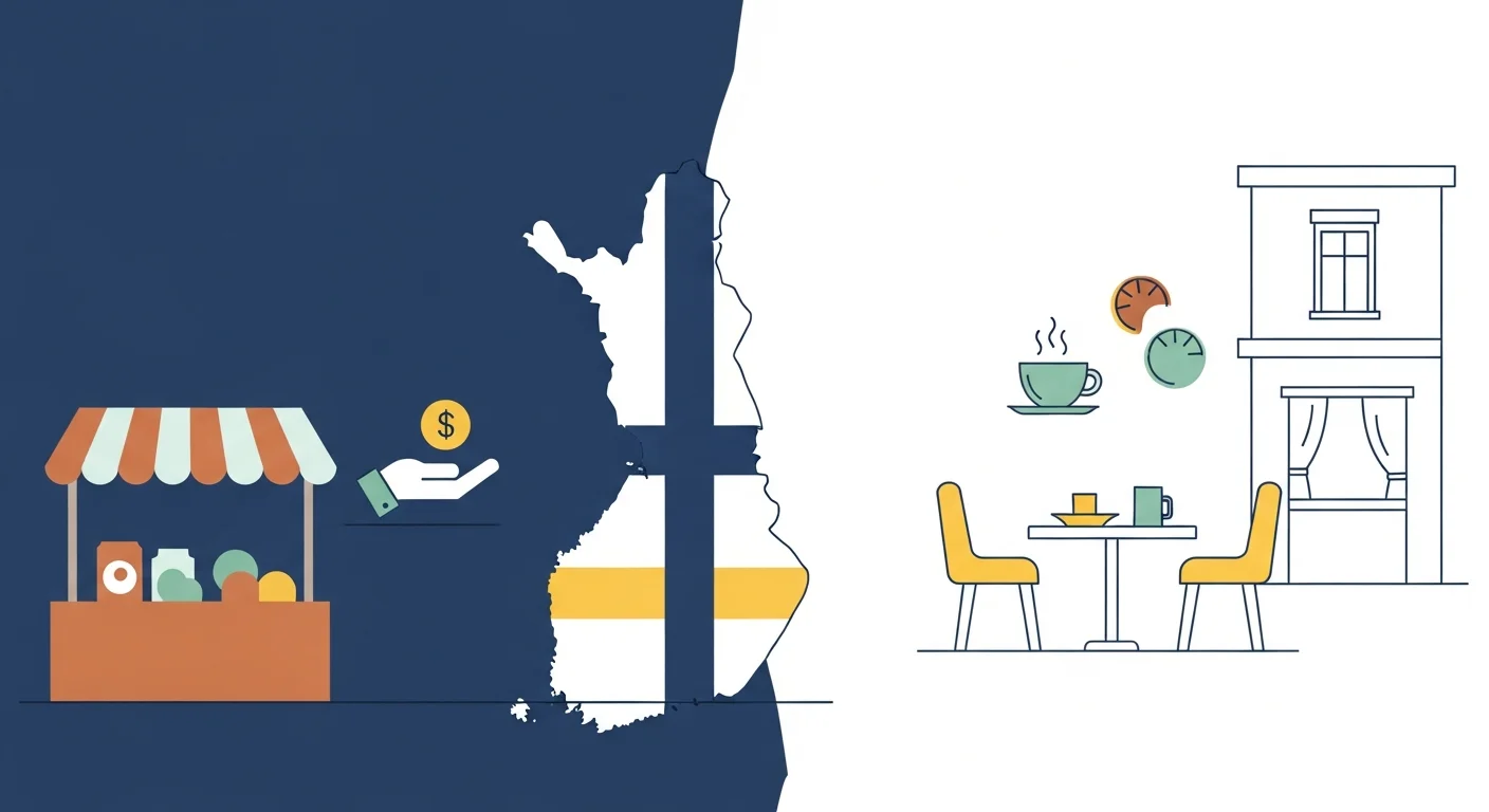 Colorful illustration of Finnish phrases like "Paljonko maksaa?" (How much does it cost?) and "Onko teillä...?" (Do you have...?)