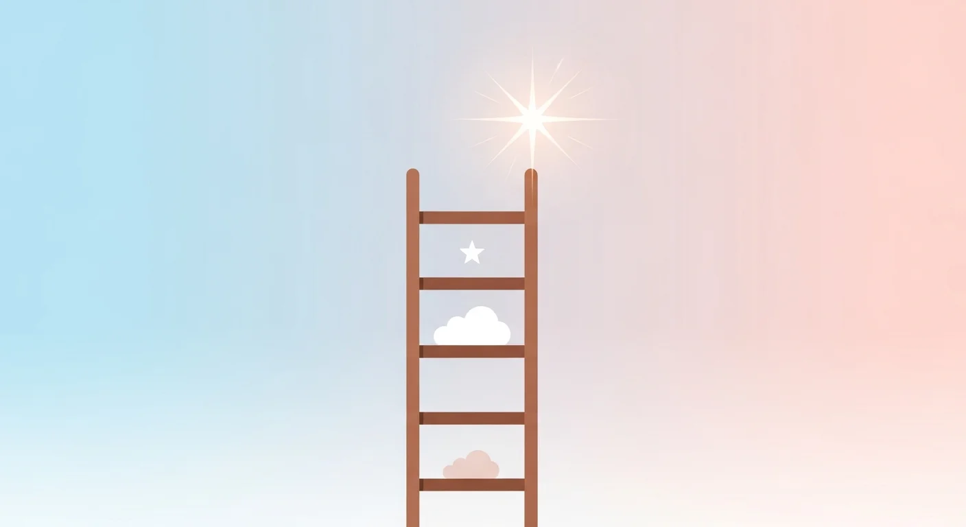 Illustration showing a ladder with "hyvä", "parempi", and "paras" on each step, leading to a shining star at the top